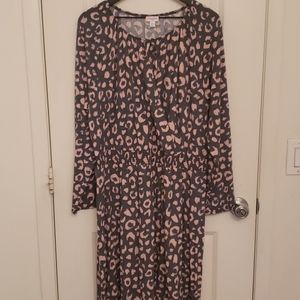 Lularoe 2X Jody Long Sleeve Peasant Pink/Gray Dress